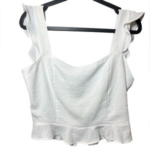 Altar'd State White Ruffle Strap Crop Top - Large